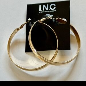 INC International Concepts Shiny Gold Hoop Earrings